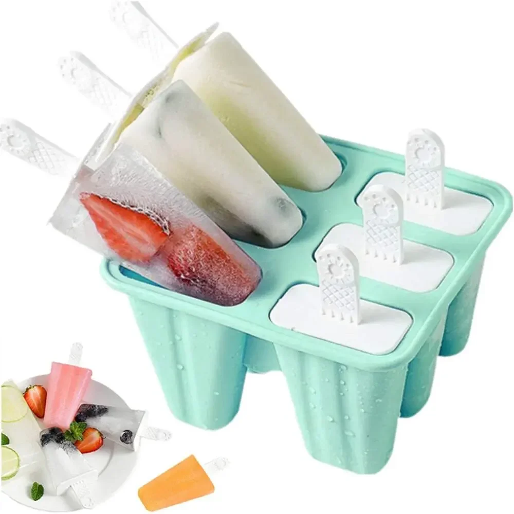 Popsicle Mold 3.3 OZ 6 Cavity Silicone BPA Free Ice Pop Maker Reusable Green